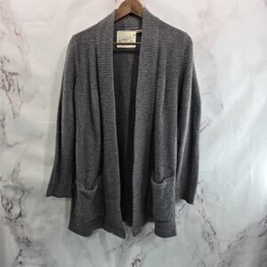 Anthropologie Sweater Womens XS Gray Cardigan Wool Open Pocket Angel Of North